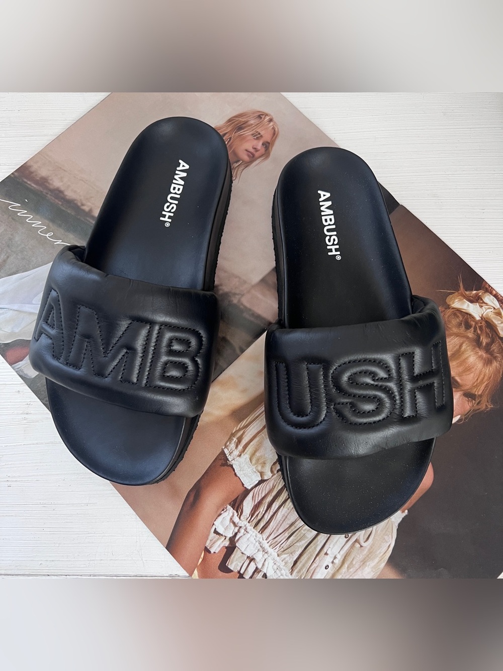 AMBUSH® Women’s Black Padded Logo Slide Sandals